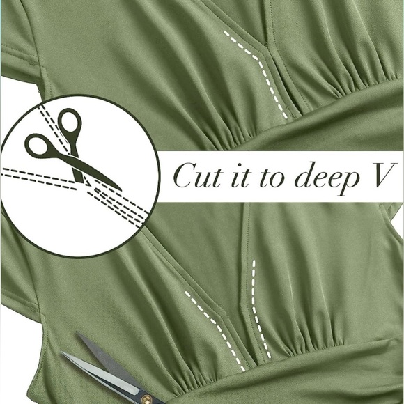 ANRABESS Small Women's Deep VNeck Long Dresses Pleated High Waist Slit MaxiDress - Picture 11 of 12